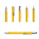 Długopis Multitool Wielofunkcyjny 6w1 - Linijka, Śrubokręt, Poziomica, Rysik, Pen - Żółty