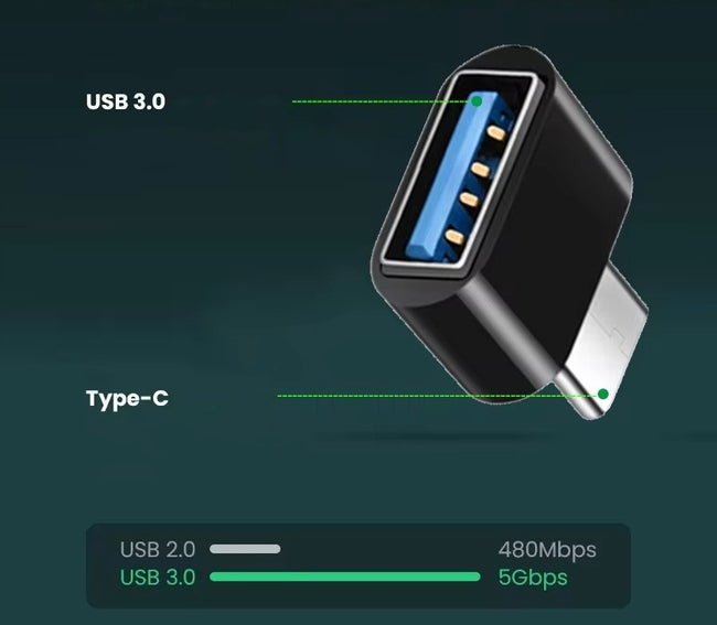 Adapter / Przejściówka Phoneo® (OTG) USB - USB-C - Czarny