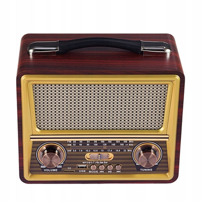 Radio Retro FM z Anteną, Głośnik BT, Powerbank 3w1 (v3)