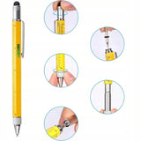 Długopis Multitool Wielofunkcyjny 6w1 - Linijka, Śrubokręt, Poziomica, Rysik, Pen - Żółty