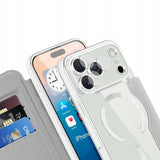 Etui Phoneo Flip z Klapką RFID do MagSafe do iPhone 17 Pro Max - Srebrne