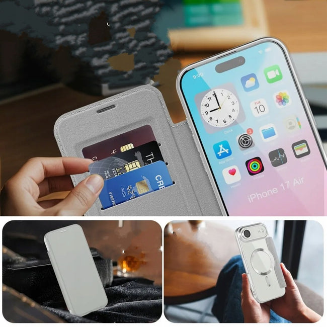Etui Phoneo Flip z Klapką RFID do MagSafe do iPhone Air - Srebrne