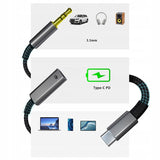Kabel Betune 2w1 DAC USB-C → AUX 3,5 mm - PD 60 W, 120 cm