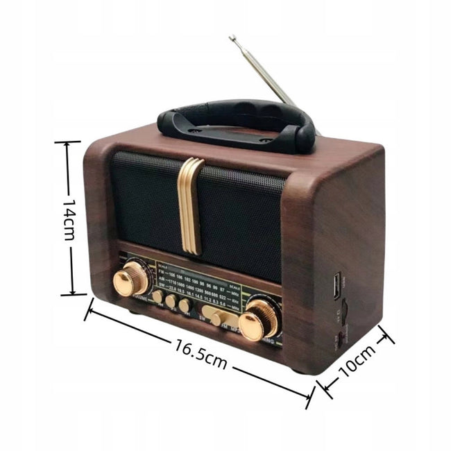 Radio Retro AM FM SW z Anteną, Głośnik BT (v2) - Bluetooth 5.0