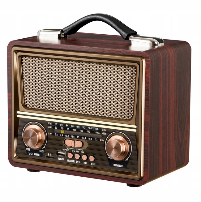 Radio Retro FM z Anteną, Głośnik BT, Powerbank 3w1 (v2)