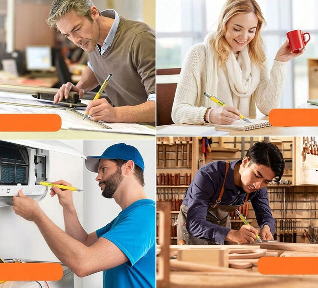 Długopis Multitool Wielofunkcyjny 6w1 - Linijka, Śrubokręt, Poziomica, Rysik, Pen - Żółty