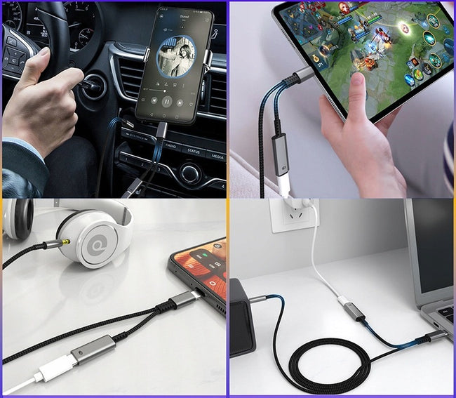 Kabel Betune 2w1 DAC USB-C → AUX 3,5 mm - PD 60 W, 120 cm