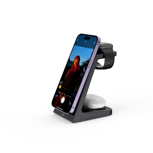 Stacja Ładująca Bezprzewodowa z MagSafe do Apple iPhone (Apple Watch, AirPods) - Czarna - 4w1