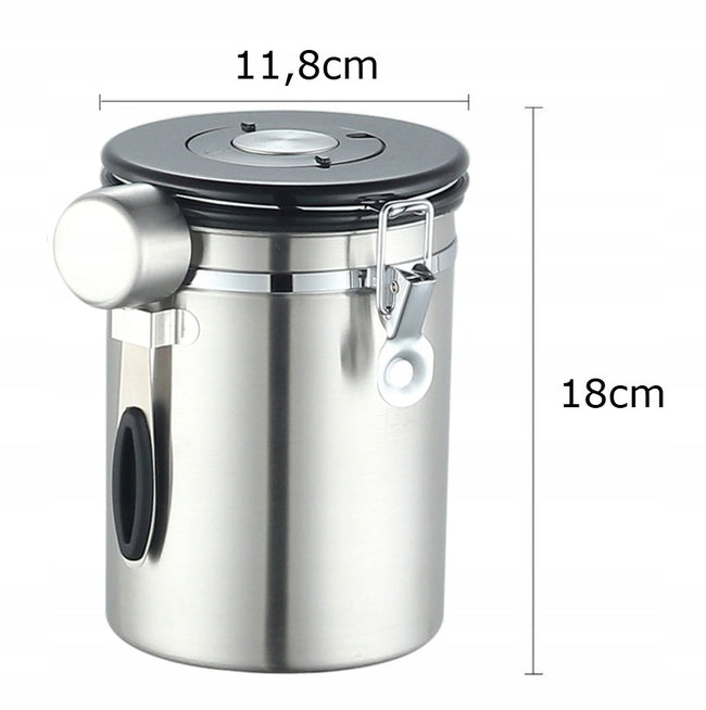 Stalowa Puszka Hermetyczna na Kawę i Żywność - 1.8L - Srebrna