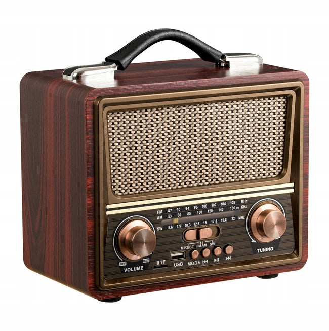 Radio Retro FM z Anteną, Głośnik BT, Powerbank 3w1 (v2)
