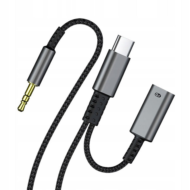 Kabel Betune 2w1 DAC USB-C → AUX 3,5 mm - PD 60 W, 120 cm