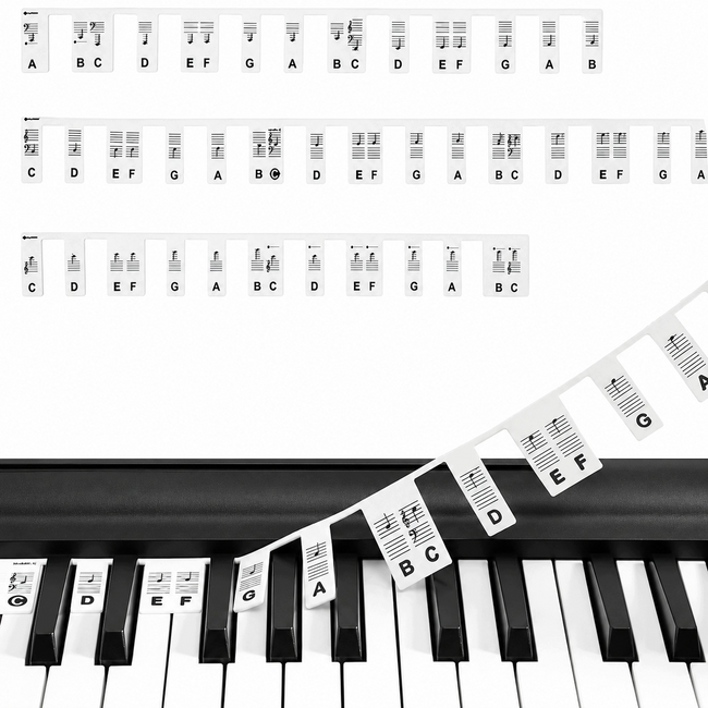 Nakładki na klawiaturę pianina i keyboardu z nutami, 88 klawiszy