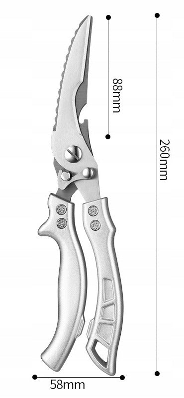 Nożyce Kuchenne Stalowe do Mięsa, Drobiu, Ryb - Uniwersalne