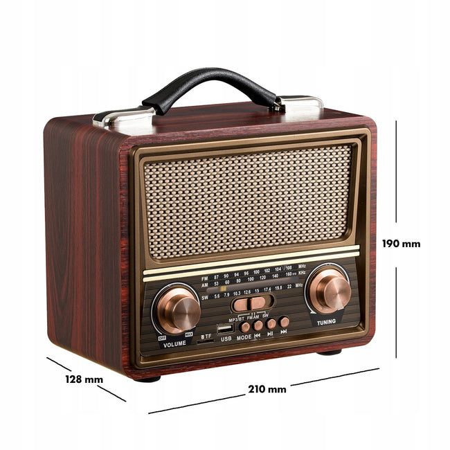 Radio Retro FM z Anteną, Głośnik BT, Powerbank 3w1 (v2)