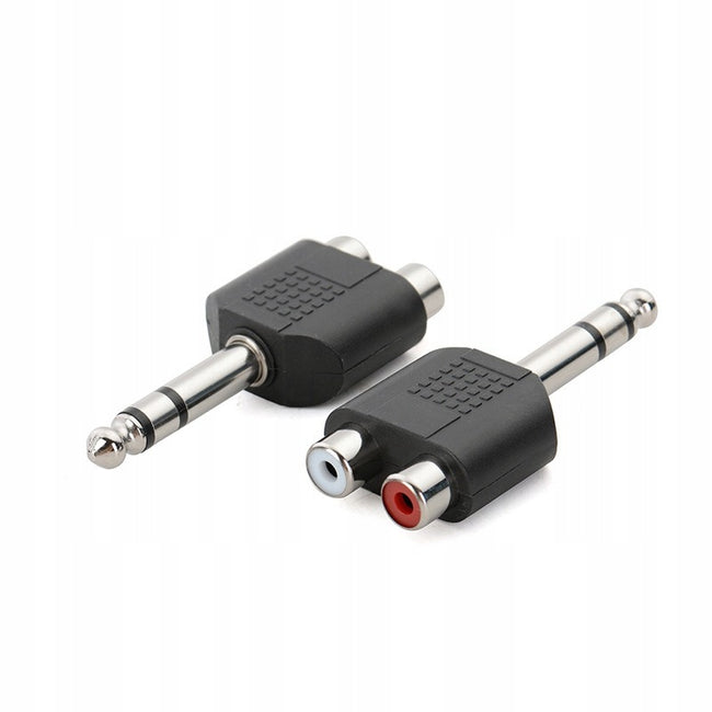 Betune® Adapter / Przejściówka 2x RCA Cinch do Jack 6,3mm 3pin