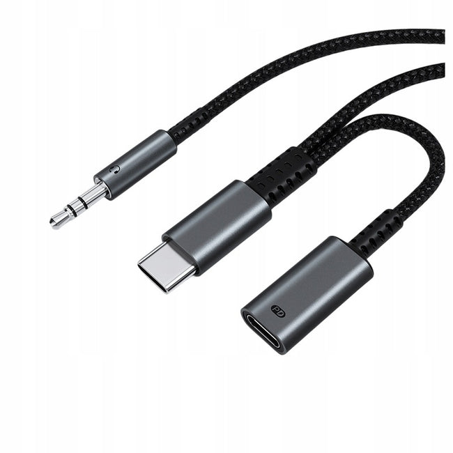 Kabel Betune 2w1 DAC USB-C → AUX 3,5 mm - PD 60 W, 120 cm
