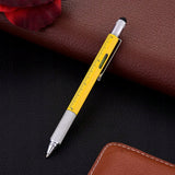 Długopis Multitool Wielofunkcyjny 6w1 - Linijka, Śrubokręt, Poziomica, Rysik, Pen - Żółty