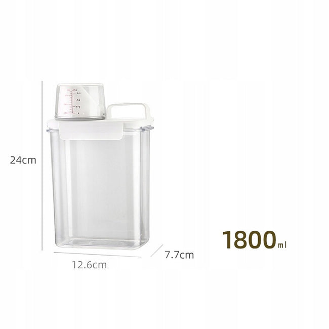Pojemnik z miarką na proszek / płyn do płukania - 1,8 L, miarka 150 ml