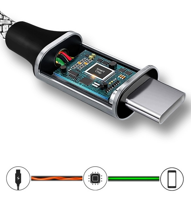 Kabel Phoneo USB-C do USB-C 5 m, PD 60 W, nylonowy oplot