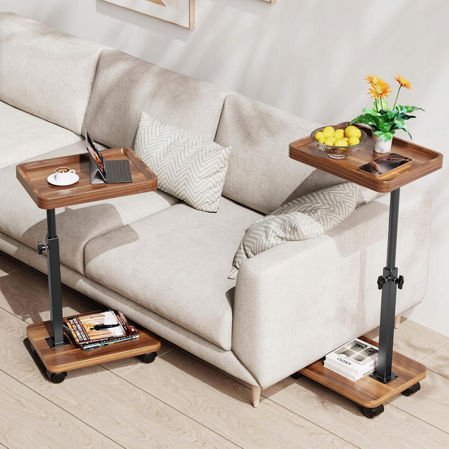 Stolik Boczny C-Shape z Tacowym Blatem Regulowany 45-80 cm