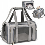 Transporter / Torba dla Psa / Kota do 9kg - Składany, Wentylowany - Szary