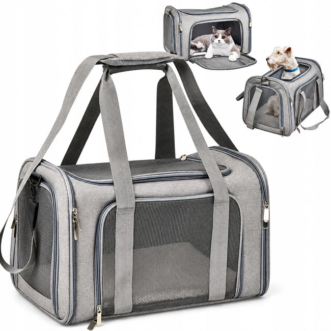 Transporter / Torba dla Psa / Kota do 9kg - Składany, Wentylowany - Szary