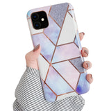 Etui Marble Gold Case - iPhone 12 - Fioletowy