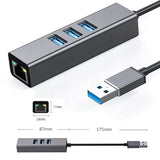 Karta Sieciowa USB 3.0 + Hub (3x USB), Gigabit Ethernet, RJ45