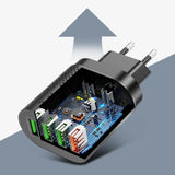 Ładowarka Sieciowa - Szybkie Ładowanie, LED, 4x USB
