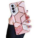 Etui Marble Gold Case - Samsung Galaxy S21  - Różowy