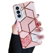 Etui Marble Gold Case - Samsung Galaxy S21  - Różowy