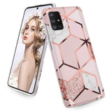 Etui Marble Gold Case - Samsung Galaxy A71 - Różowy