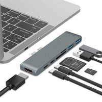 Adapter 7w1 HUB USB-C - HDMI 4K, SD/microSD dla MacBook Pro/Air