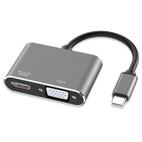 Adapter 2w1 USB-C HDMI VGA 4K (MacBook, Smartfon, Laptop) - konwerter wideo