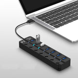 HUB / Rozdzielacz - 7 Portów USB + Włączniki