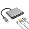 Adapter 3w1 HUB USB-C HDMI 4K MacBook — HDMI, USB‑C, USB 3.0