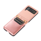 Etui Składane Skórzane z Paskiem - Samsung Galaxy Z Flip 4 - Różowe