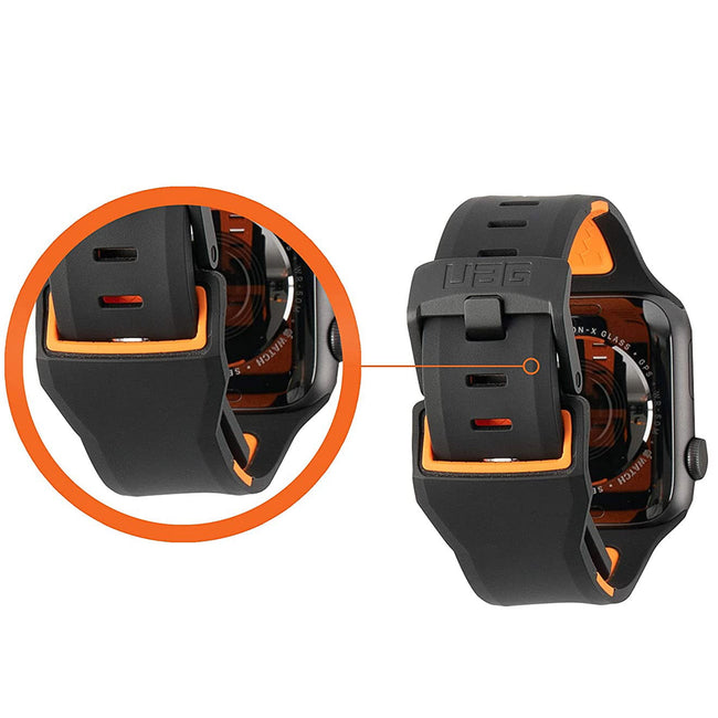 Pasek UAG Urban Armor Gear Civilian do Apple Watch 42 / 44 / 45 / 49mm - Czarno Pomarańczowy
