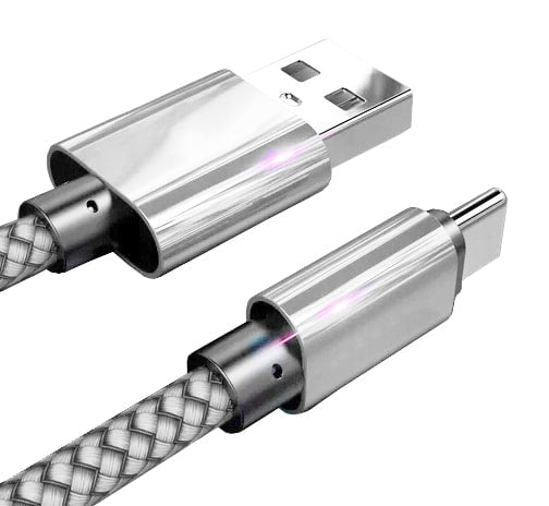 Kabel Pleciony USB-C - 2 Metry - Srebrny