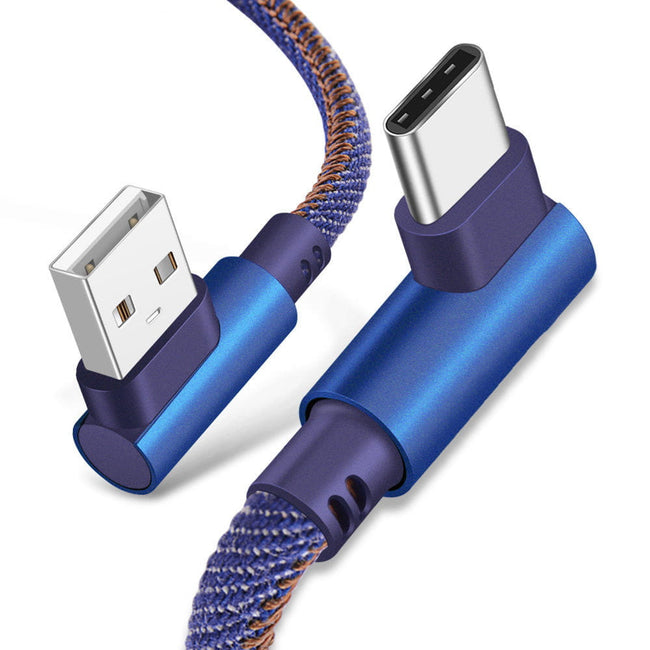 Kabel Kątowy USB-C, Jeansowy - 1 Metr